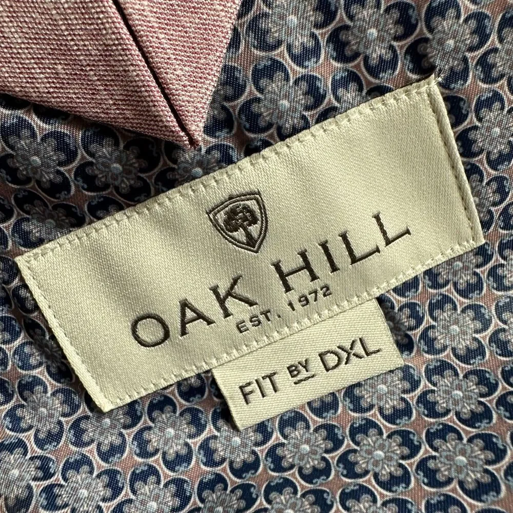 OAK HILL Men's Blazer 4XL 58R/60R Sport Coat Two Button Suit Jacket Pink 2-vent